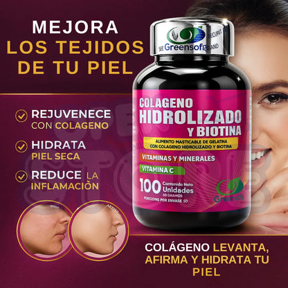 Colágeno Hidrolizado Biotina Green Sofg Cápsulas Sin Sabor Salud Belleza - Imagen 2