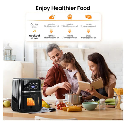 Freidora De Aire Acekool 5 Qt Pantalla Digital Cocina Saludable Sin Aceite