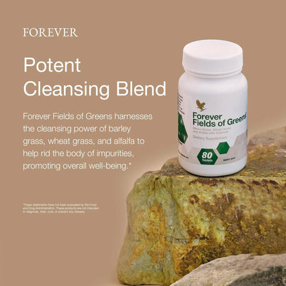 Forever Fields Of Greens Suplemento Superalimenticio Verde Con Hierba De Cebada Pasto De Trigo Y Alfalfa 80 Tabletas