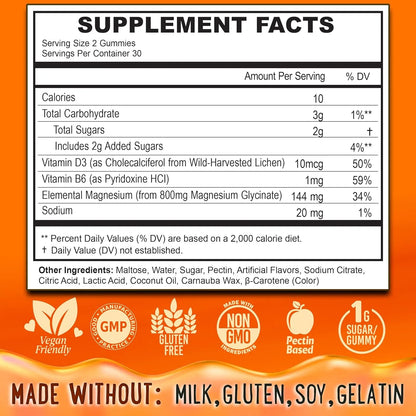 Gomitas Glicinato Magnesio 400 Mg Sueño Relajacion Muscular Sabor Frutal Veganas