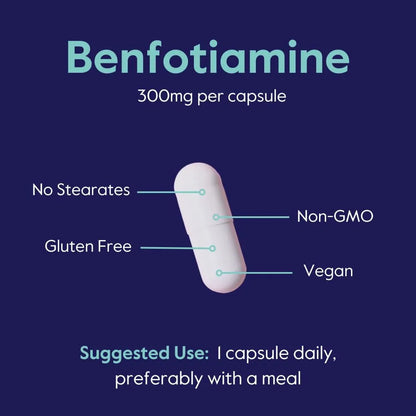 Benfotiamina 300 Mg 180 Cápsulas Veganas Sin Aditivos Dañinos BestVite