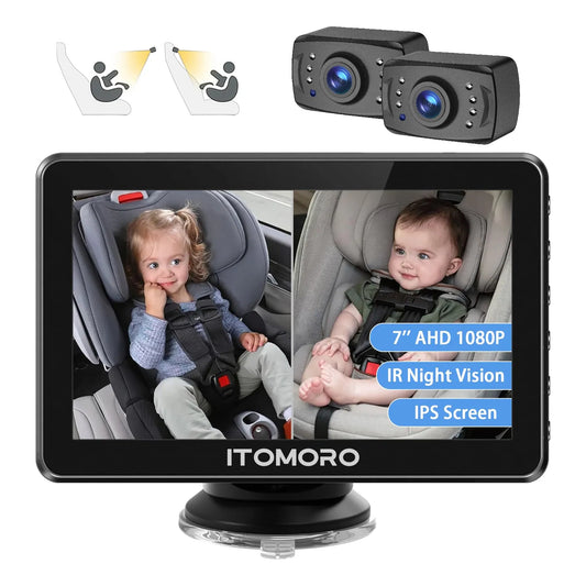Camara De Coche Para Bebe 7 Pulgadas Dual Vision Nocturna Pantalla IPS 1080P