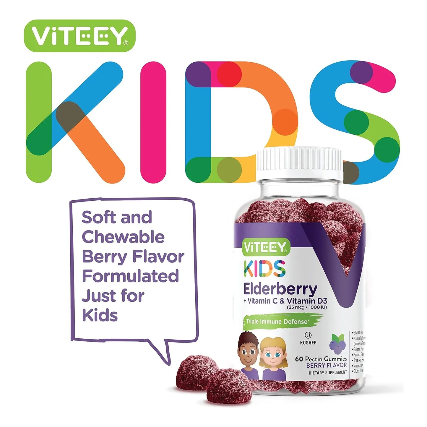 Gomitas De Saúco Con Vitamina D3 Y C Refuerzo Inmunológico Para Niños