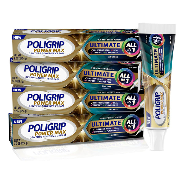 Crema Adhesiva Power Max Para Dentaduras Postizas Sin Zinc Poligrip Ultimate All In 1