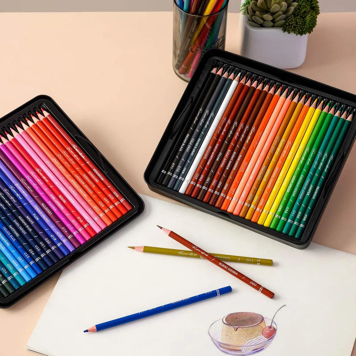 48 Lapices De Colores Profesionales Caja Metalica Pigmentos Intensos Seguro No Toxico