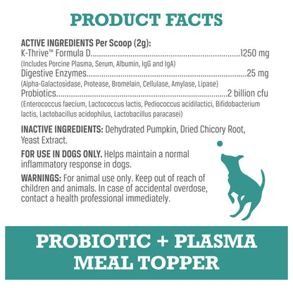 Polvo Probiótico Para Perros Con Plasma Seco - Salud Intestinal Y Defensas