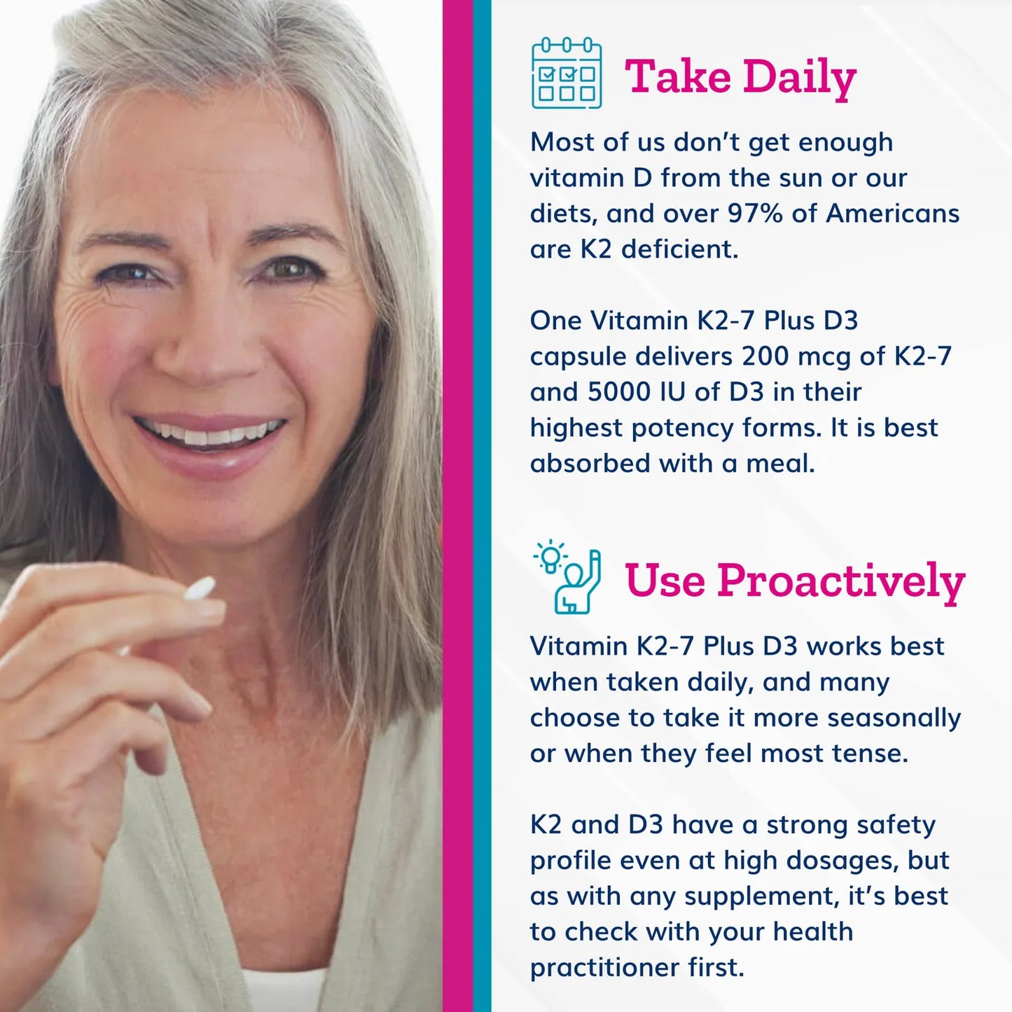 Vitamina K2 7 Plus D3 Suplemento Salud Inmunologica Cardiaca Y Osea 60 Capsulas