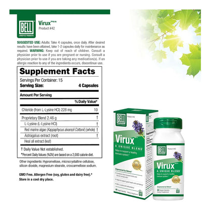 Bell Virux Mezcla Natural De Hierbas Estimulante Sistema Inmunologico 1000 Mg Capsulas
