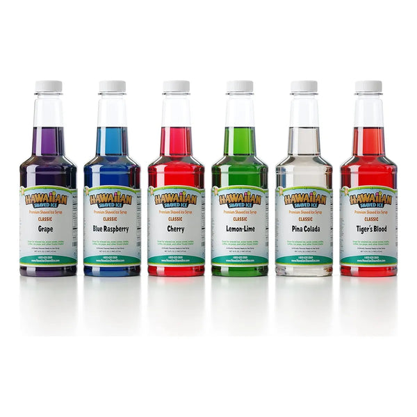 Jarabe 6 Sabores Hawaiian Shaved Ice 480 Ml Cereza Uva Frambuesa Limón Piña Colada