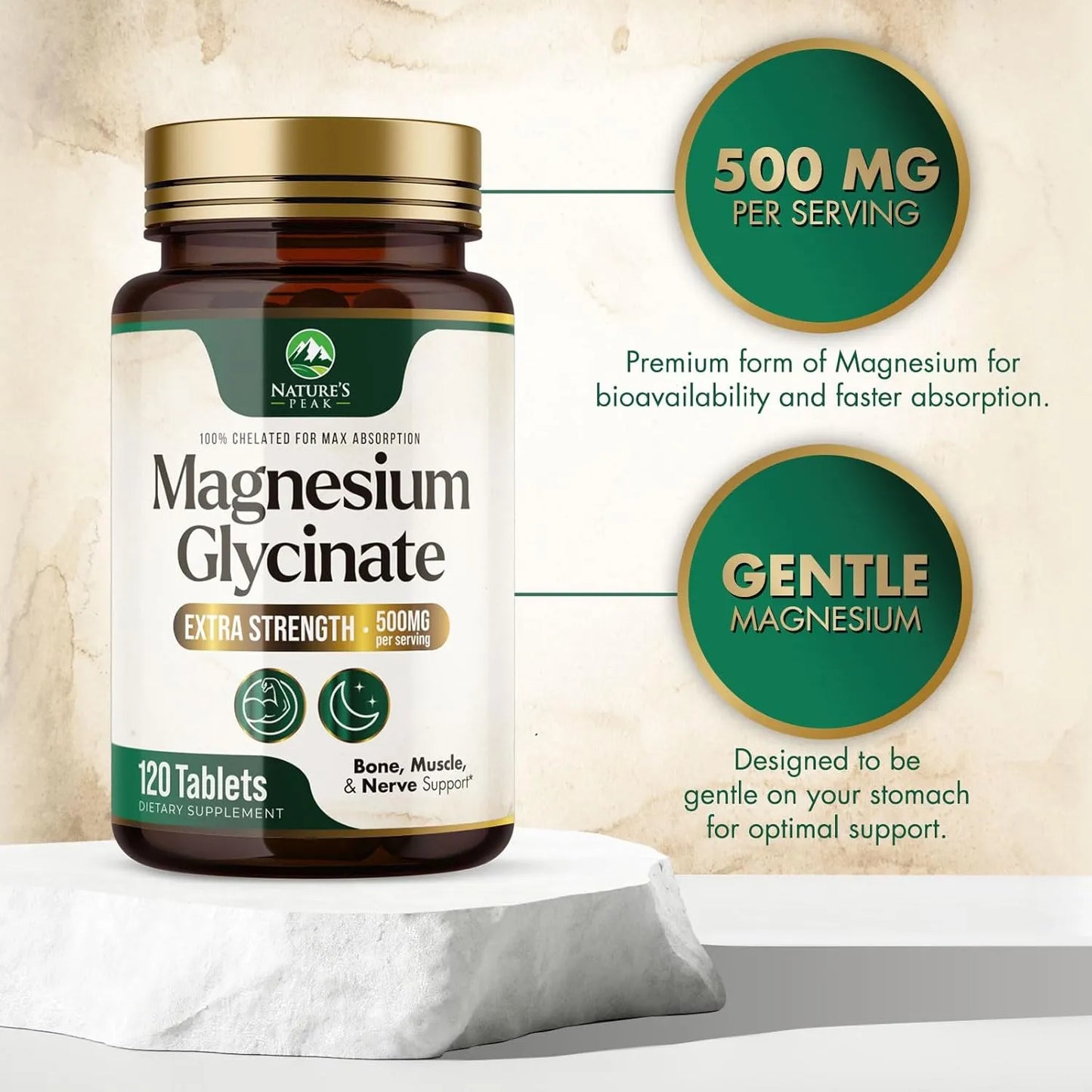 Píldoras De Magnesio 500 Mg Quelatado Absorción Superior Sueño Músculos Corazón