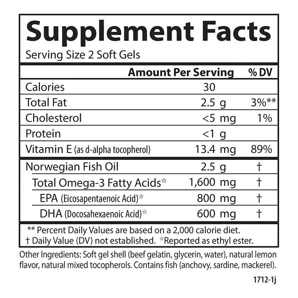 Gemas Elite Omega 3 1600 Mg Soporte Corazon Cerebro Vision 180 Geles Blandos
