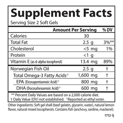 Gemas Elite Omega 3 1600 Mg Soporte Corazon Cerebro Vision 180 Geles Blandos
