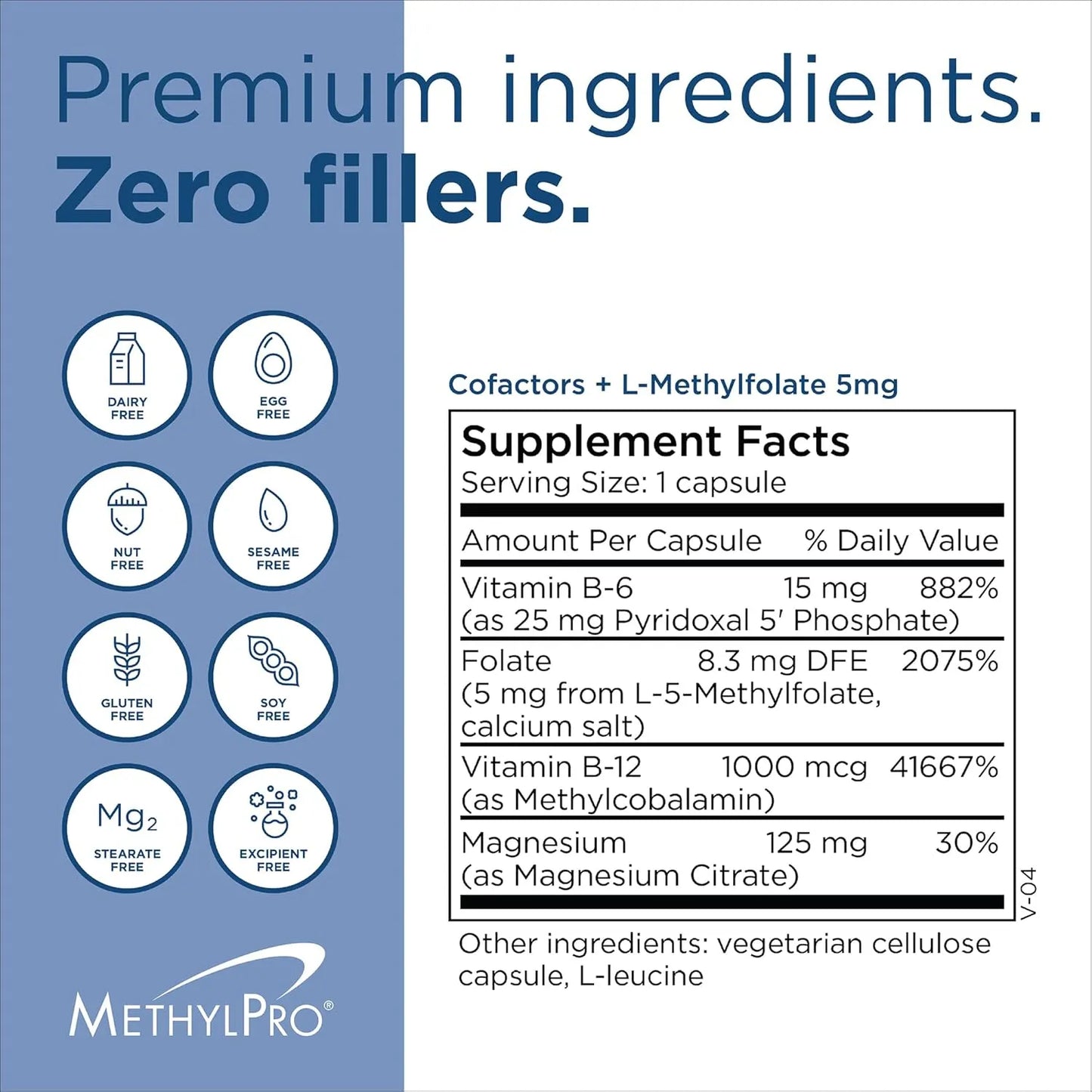Metilfolato 5 Mg Con Magnesio Vitamina B6 Y B12 Suplemento Para Salud Cerebral Y Energía