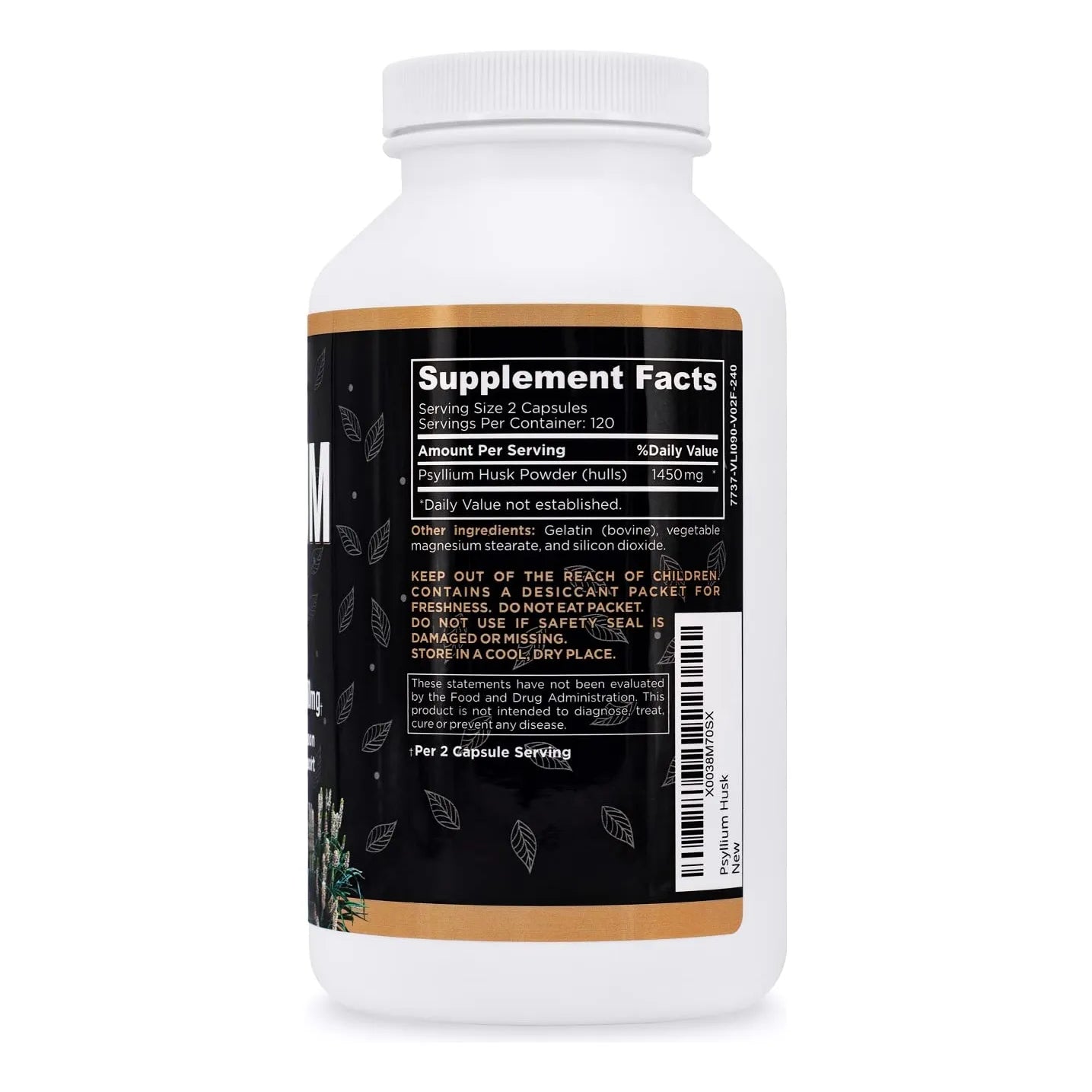 Capsulas De Psyllium 1450 Mg Fibra Soluble Natural Salud Intestinal Regularidad