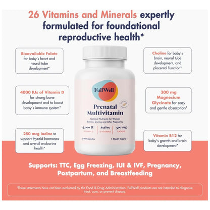 Trío Fertilidad Vitamina Prenatal DHA Refuerzo Fertilidad Colina Folato Omega 3