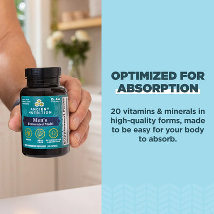 Multivitamínico Fermentado Para Hombres Con Vitaminas A C D Zinc Magnesio 60 Cápsulas