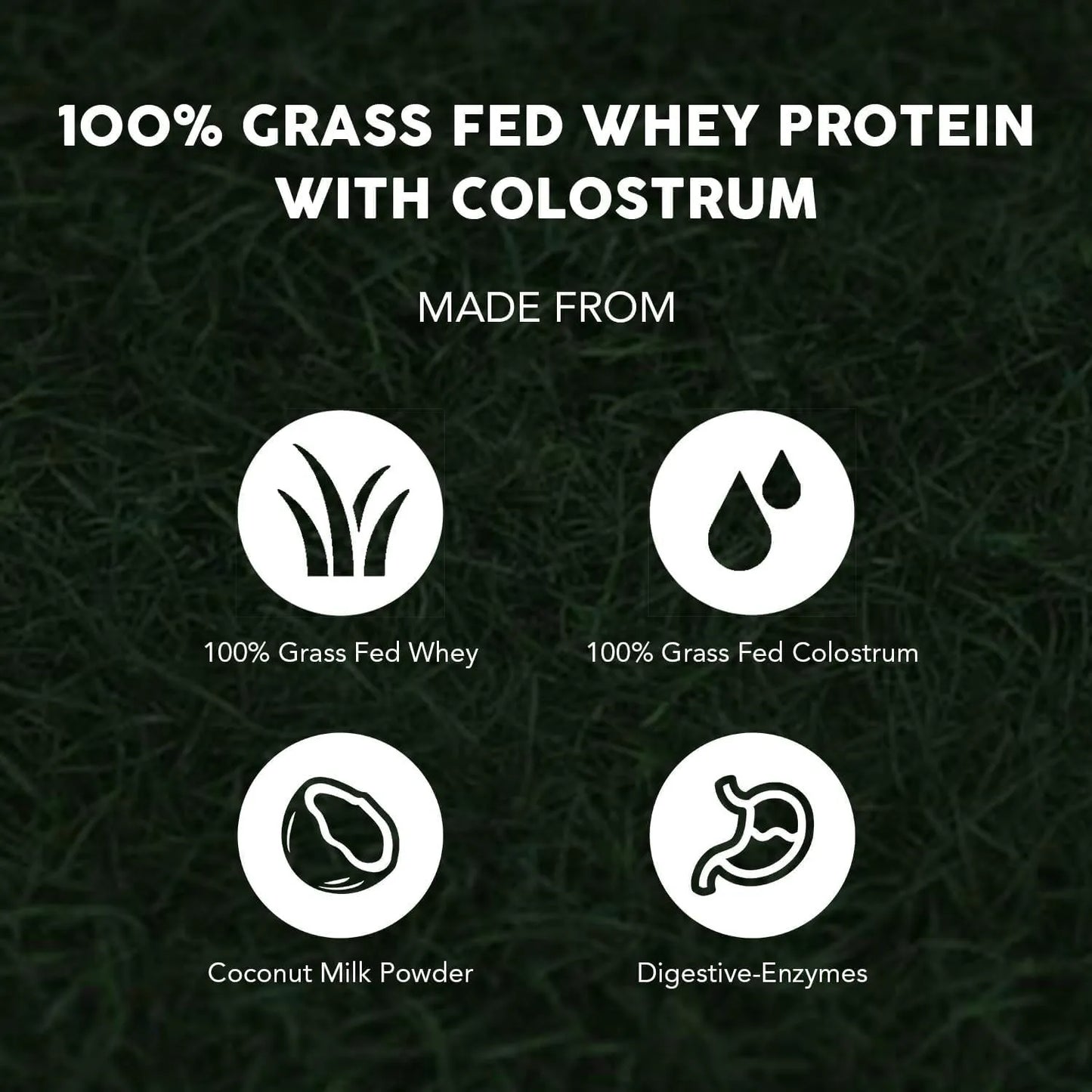 Proteína De Suero 100% Alimentada Con Pasto Con Calostro Enzimas Digestivas