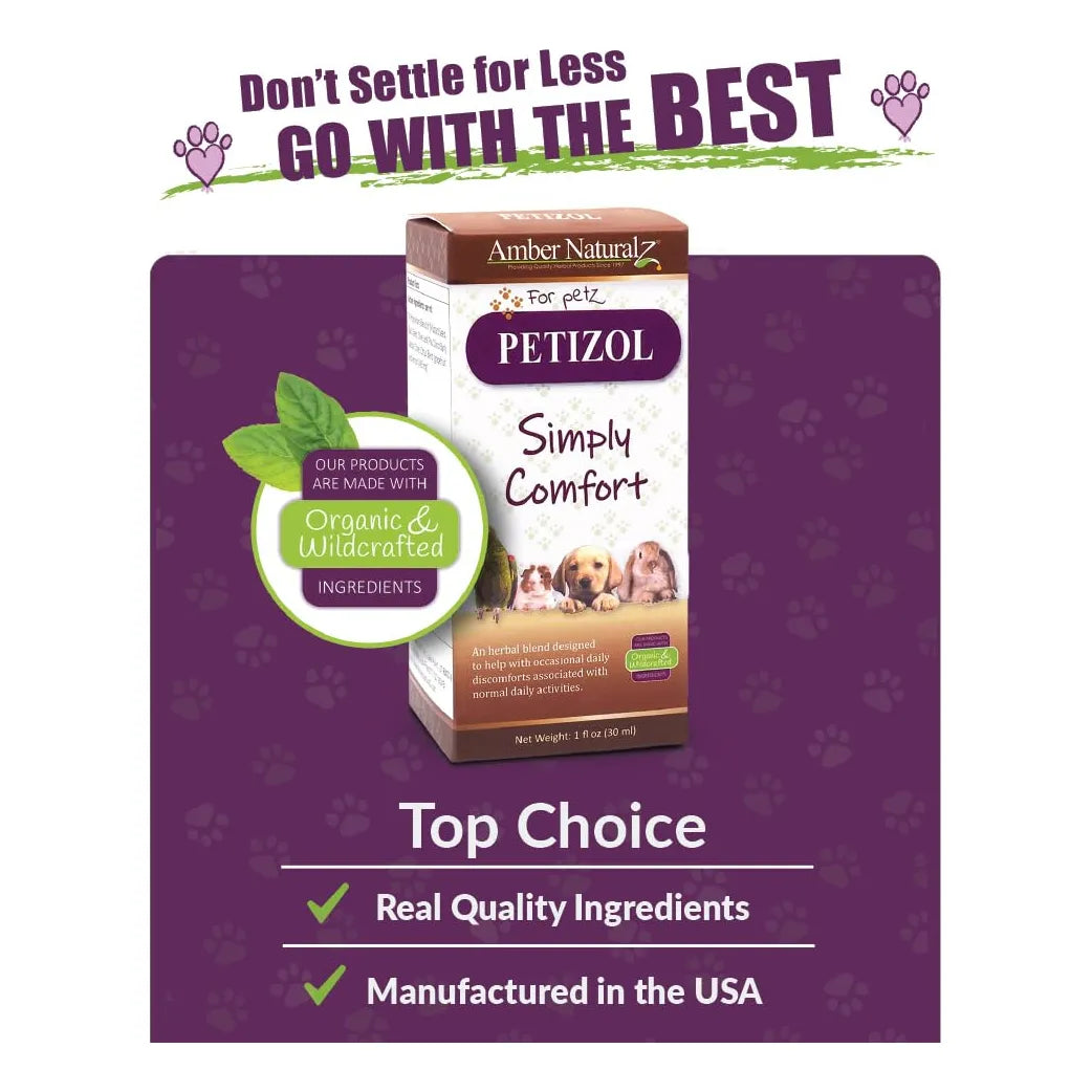 Petizol Comfort Natural Suplemento Herbal Para Mascotas Alivia Molestias Y Rigidez