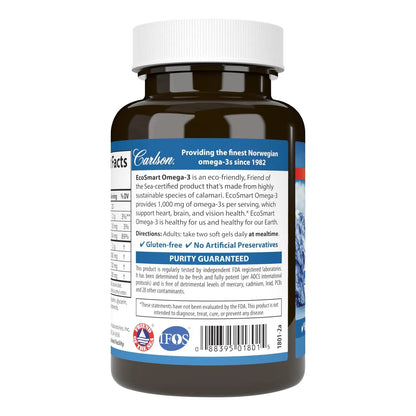 Omega 3 Carlson EcoSmart 90 Cápsulas Sostenible Corazón Cerebro