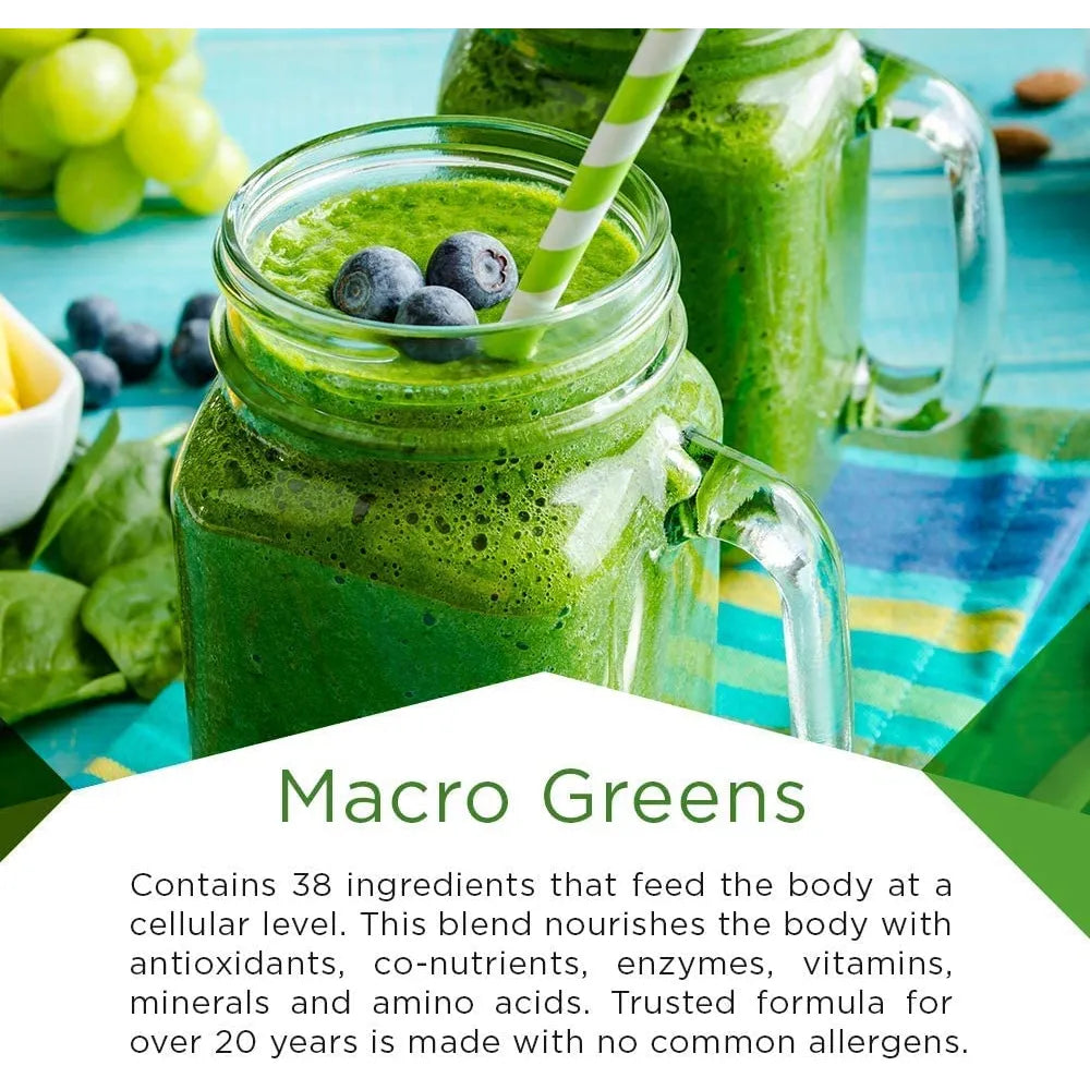 Macro Greens Powder 38 Superfood Polvo Verde Probiótico Antioxidante Vegano