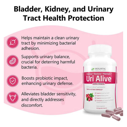Uri Alive Suplemento Apoyo Urinario Extra Fuerte Tracto Vejiga Flora 120 Caps