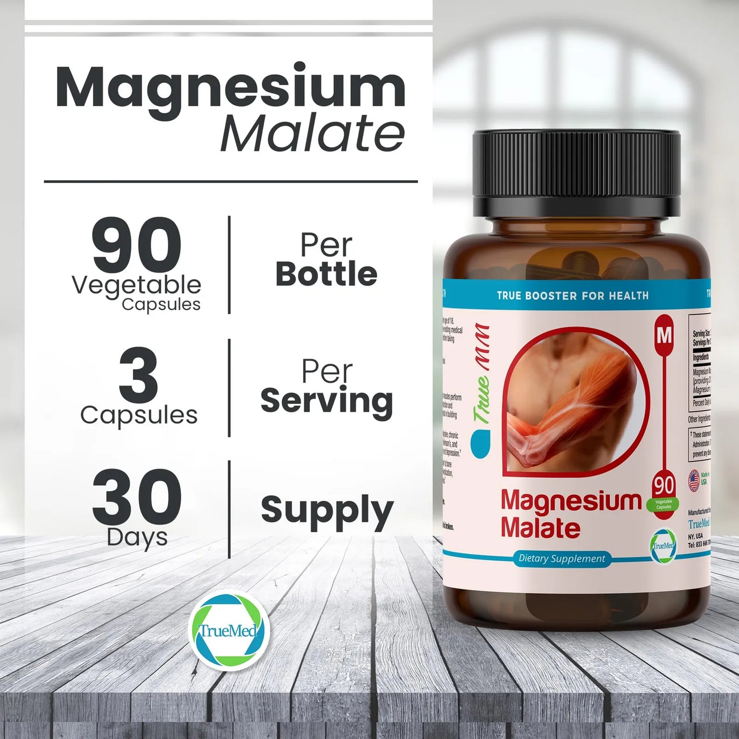 Malato De Magnesio 1350 Mg 90 Cápsulas Alta Biodisponibilidad Energía Muscular