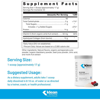 Klean Collagen C Peptidos De Colageno Con Vitamina C Para Articulaciones 12 Onzas