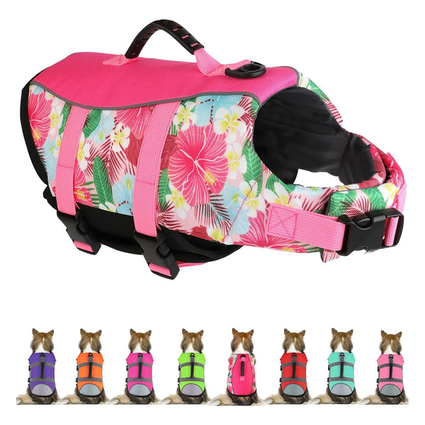 Chaleco Salvavidas Perros Ripstop Reflectante Ajustable Seguridad Estilo Hawaiano