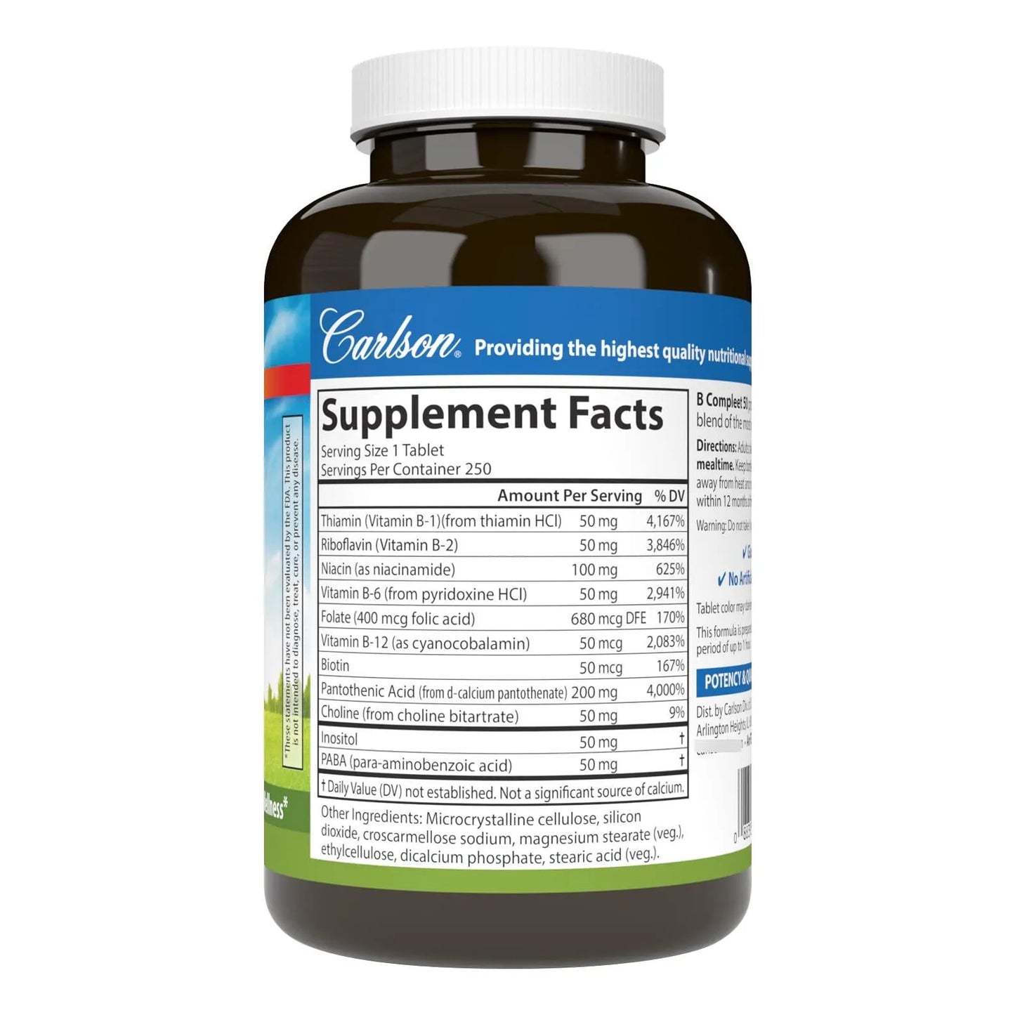 Complejo Equilibrado Vitamina B 250 Tabletas Energía Salud Nerviosa