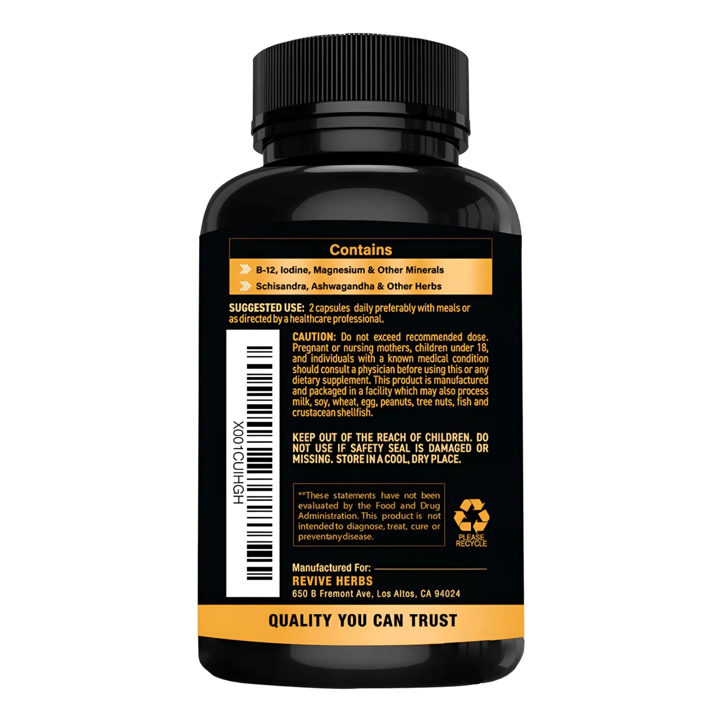 Suplemento Tiroideo Natural Con Ashwagandha Yodo Selenio Magnesio Zinc Y B12 60 Capsulas