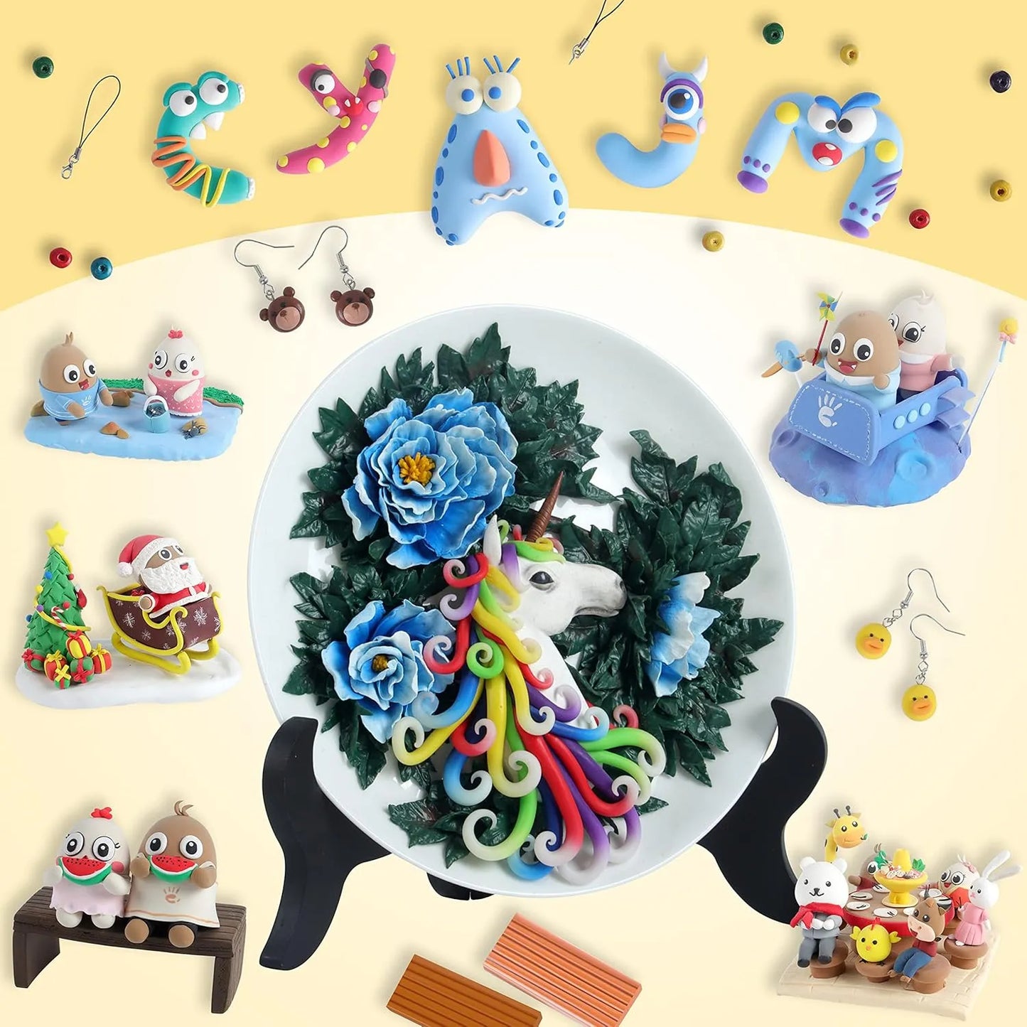 Kit De Inicio De Arcilla Polimérica 50 Colores Con Herramientas Y Accesorios