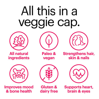 Multivitamínico Diario Para Mujeres Cabello Piel Uñas Saludables Vegano 30 Días