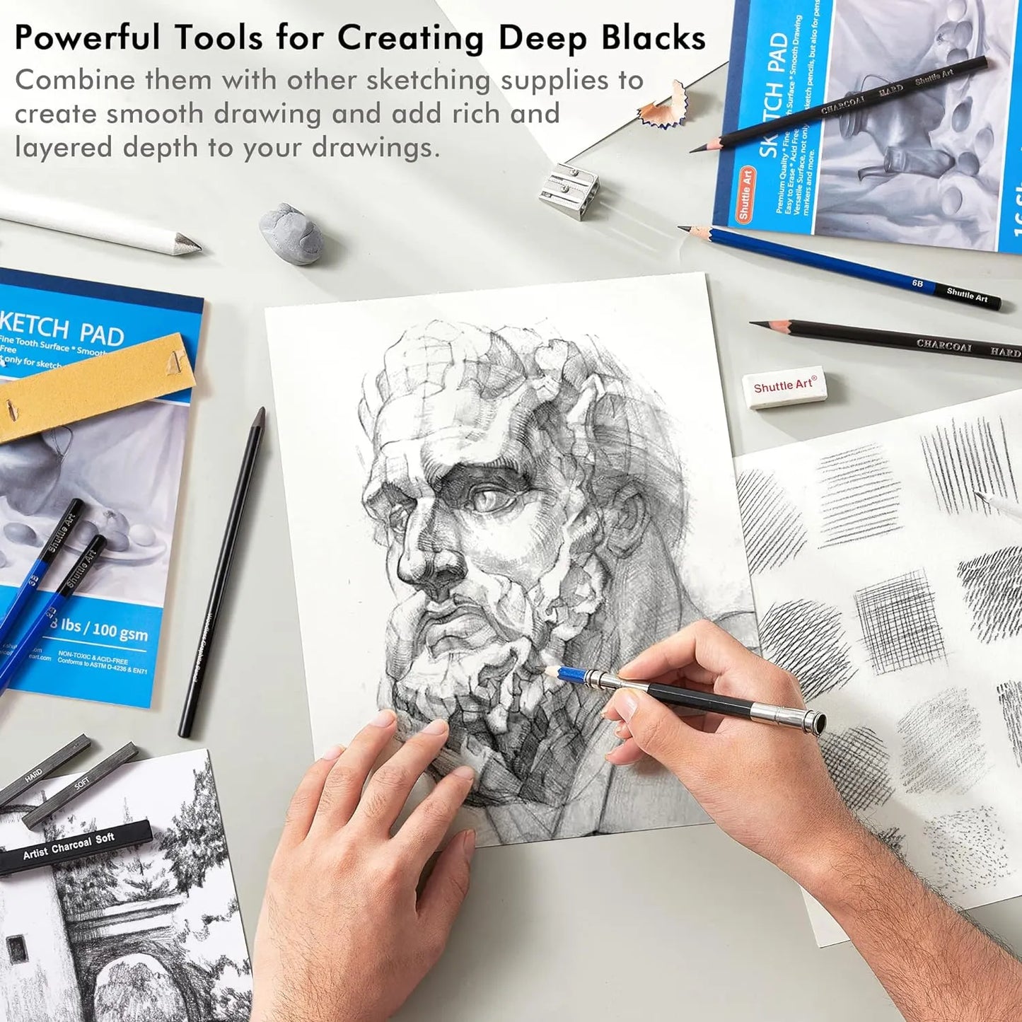 Kit De Lapices De Dibujo Profesional 52 Piezas Estuche Portatil Con Accesorios