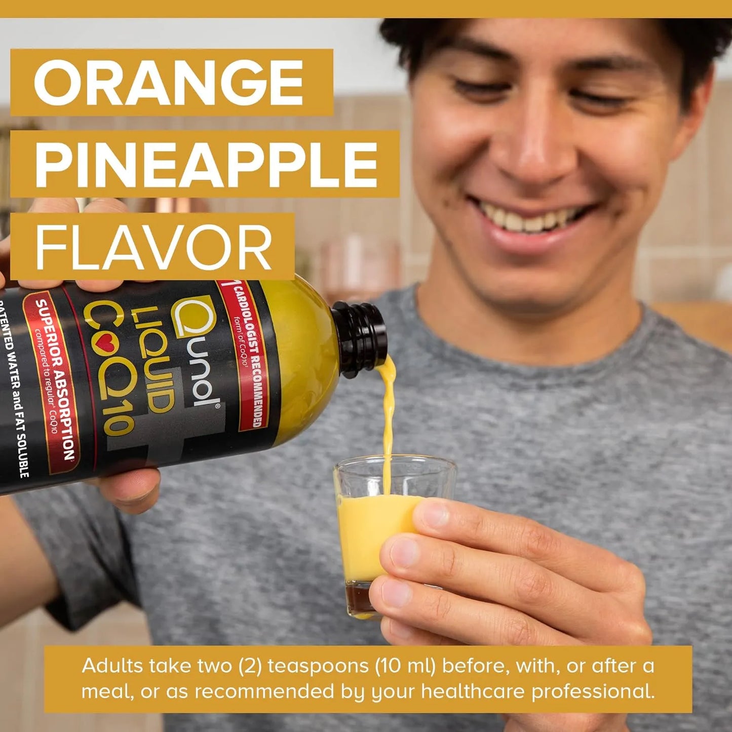 Coenzima Q10 Líquida 100 Mg Antioxidante Sabor Naranja Piña Qunol