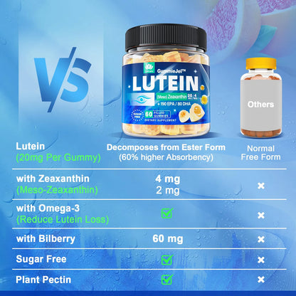 Gomitas Luteína Y Zeaxantina Para Ojos 40 Mg Con EPA DHA Sin Azúcar