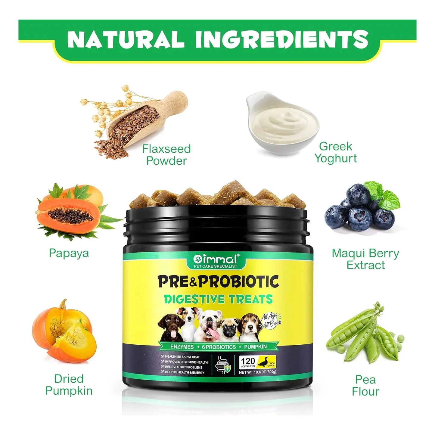 Golosinas Masticables Probióticas Para Perros 120 Unidades Salud Digestiva