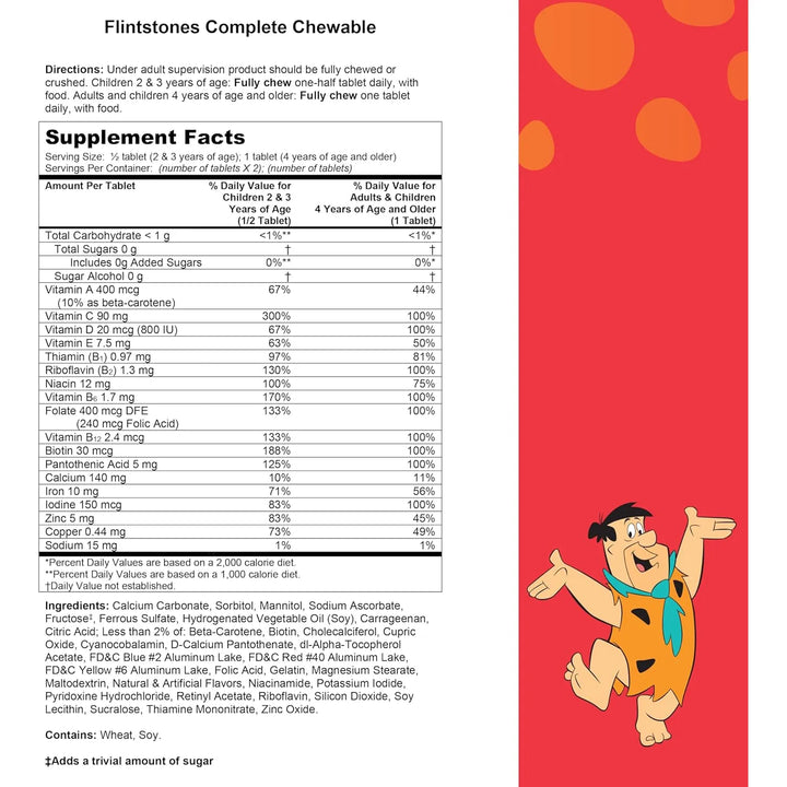Flintstones Complete Chewable Kids Vitamins Son Niños 2 Años Multivitaminas  - Imagen 6