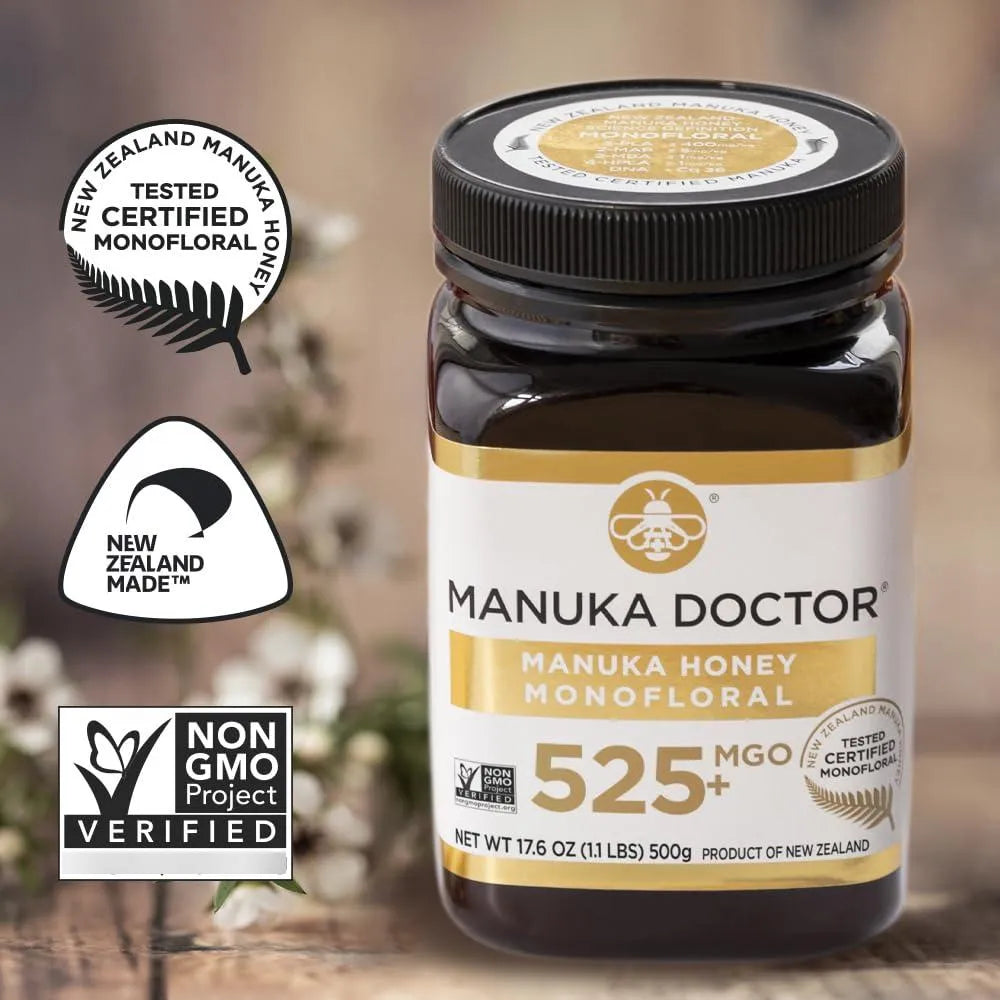 Miel De Manuka Monofloral Cruda MGO 525+ 500g Pura De Nueva Zelanda