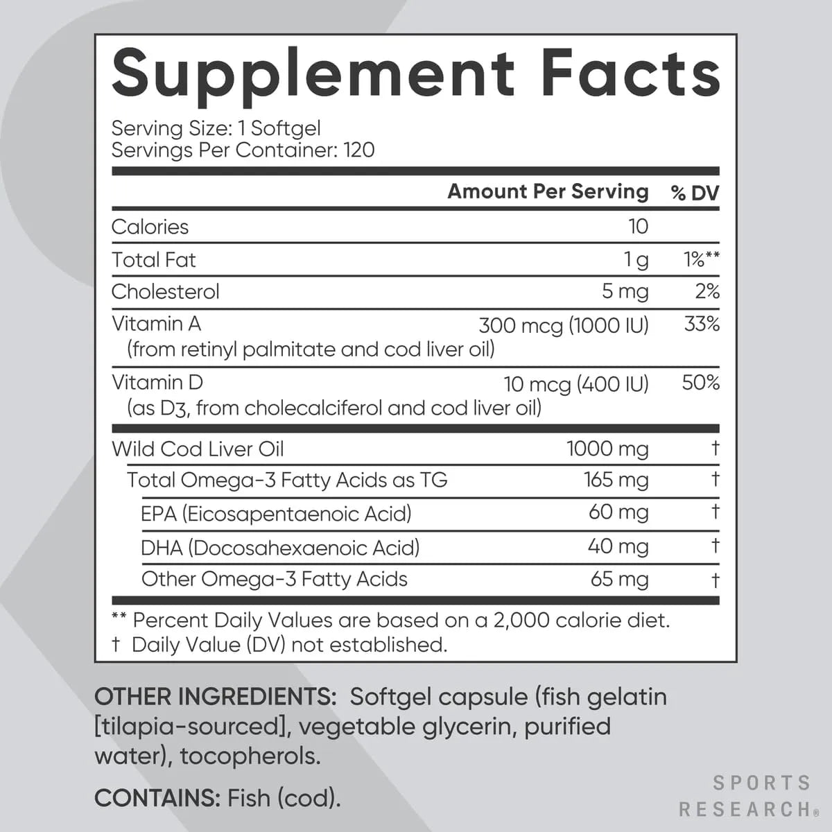 Aceite De Hígado De Bacalao 120 Cápsulas Suaves 1000 Mg Con Vitaminas A y D3