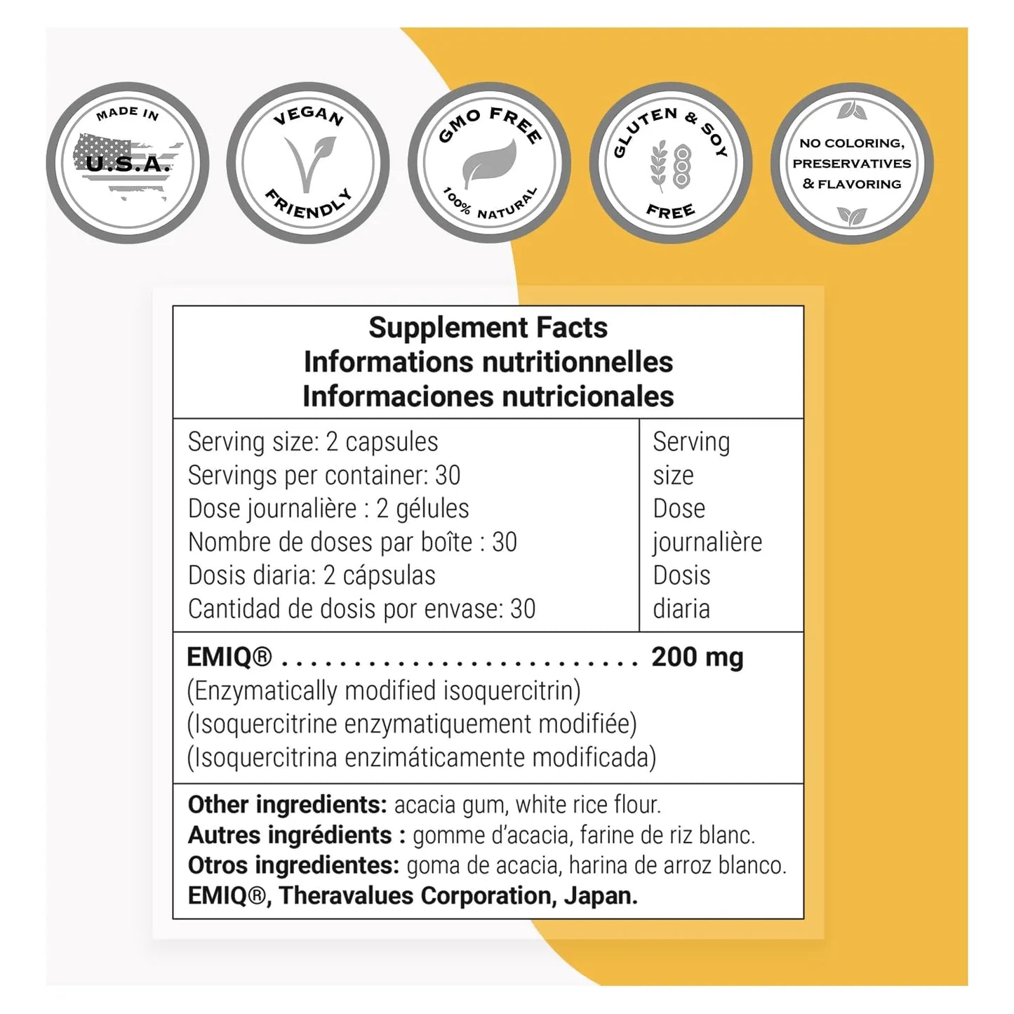 Alfa Glicosilo Isoquercitrina 200 Mg Quercetina Bioactiva Emiq Antioxidante Potente