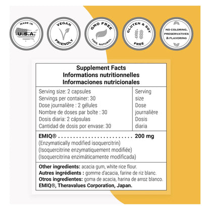 Alfa Glicosilo Isoquercitrina 200 Mg Quercetina Bioactiva Emiq Antioxidante Potente