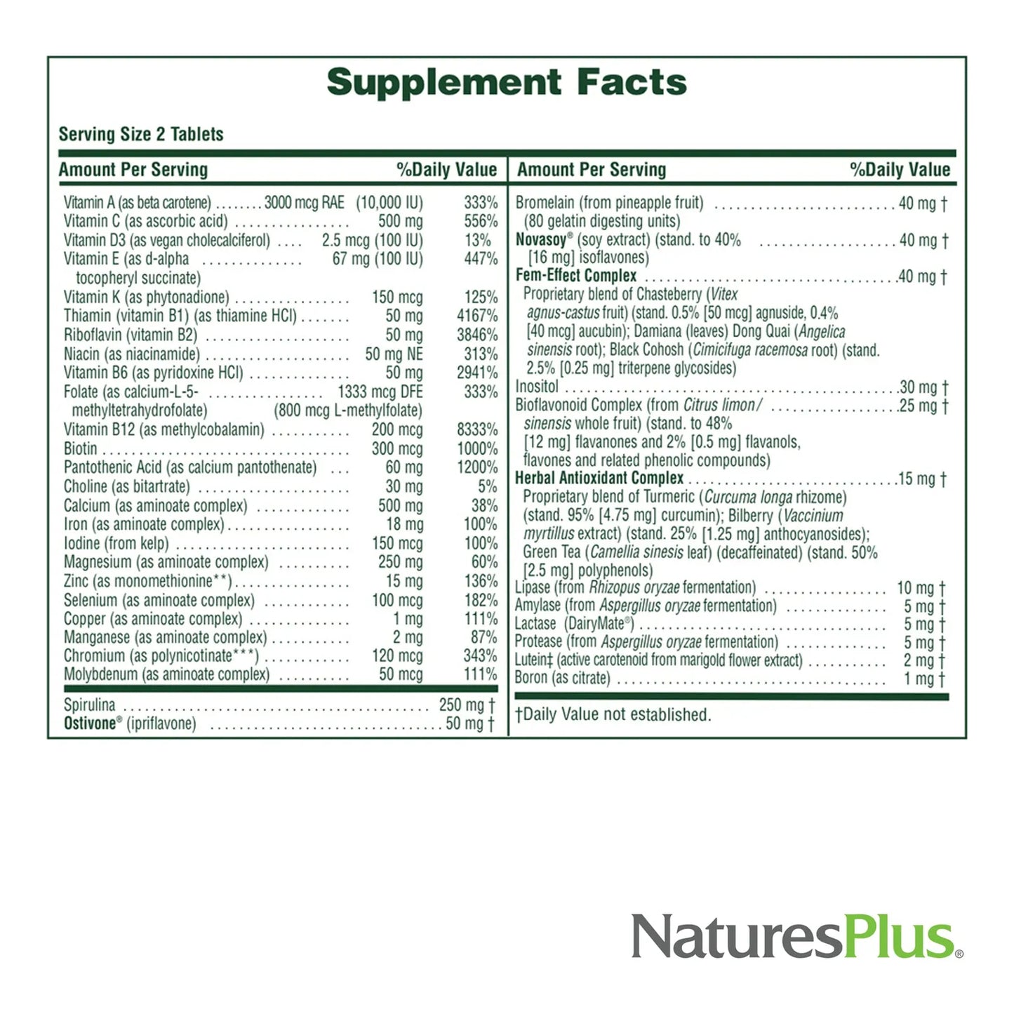 Multivitamínico Para Mujeres Source Of Life 120 Tabletas Con Hierro Y Calcio