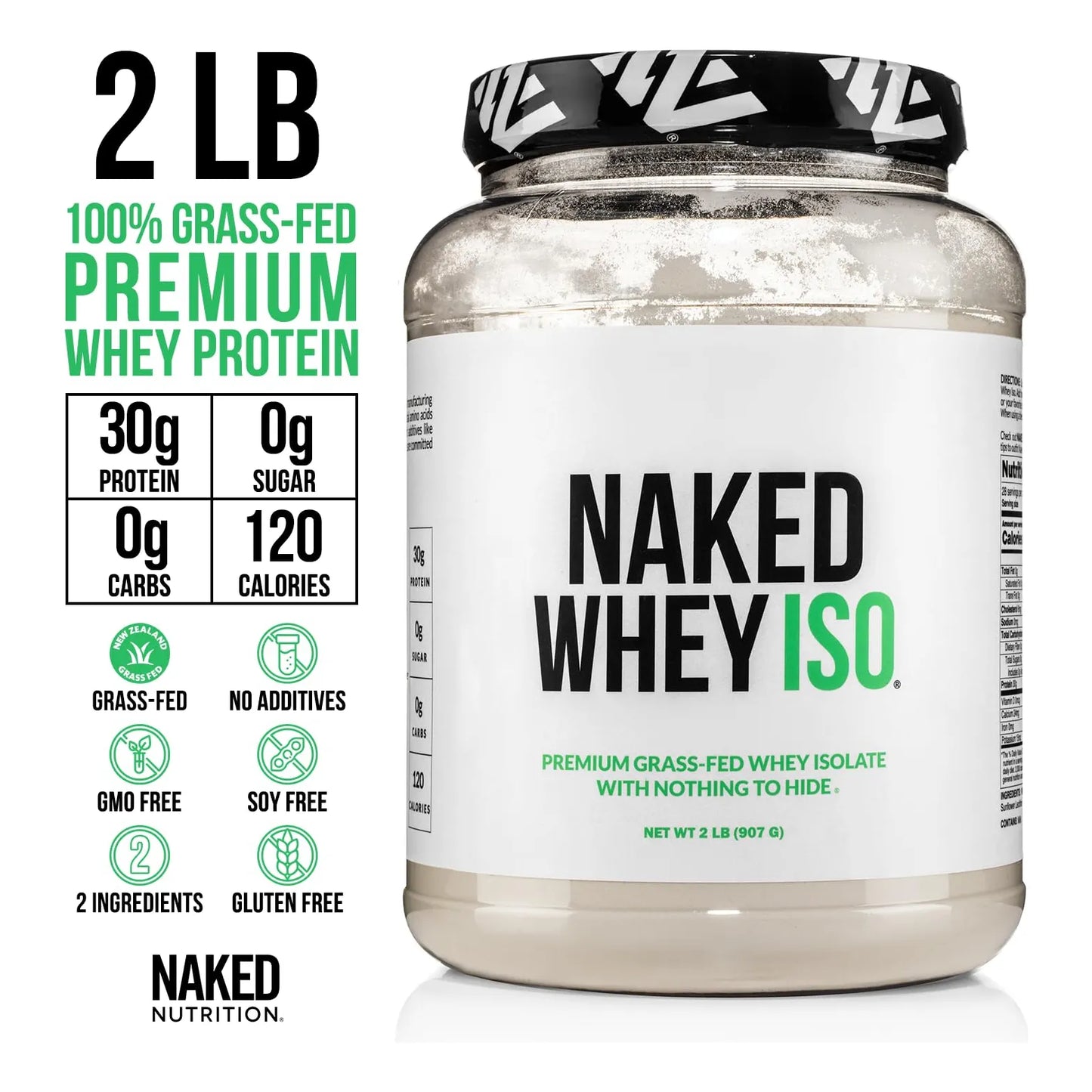Naked Whey Proteina Aislada De Suero Alimentada Con Pasto Sin Sabor 28 Porciones
