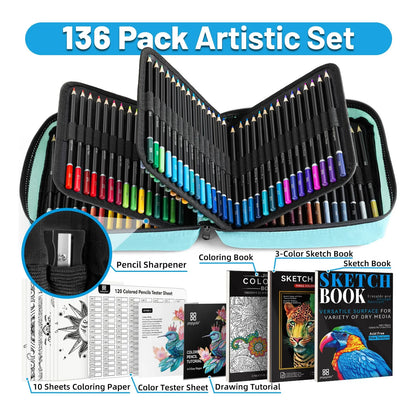 Juego De 136 Lápices De Colores Profesionales Kit Arte Completo