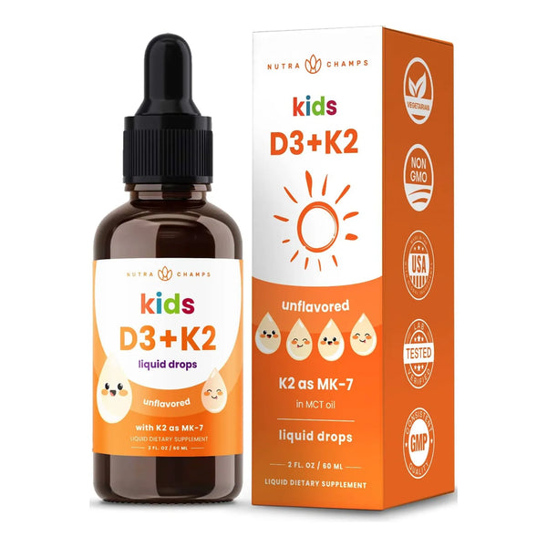 Gotas Líquidas De Vitamina D3 K2 Para Niños 1000 Ui Huesos Fuertes Y Sistema Inmune