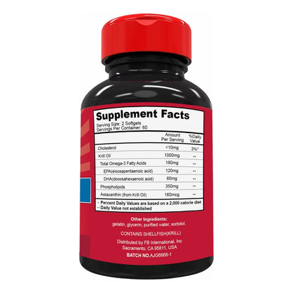 Aceite De Krill Antártico 1000 Mg Omega 3 Epa Dha Fosfolípidos 240 Cápsulas
