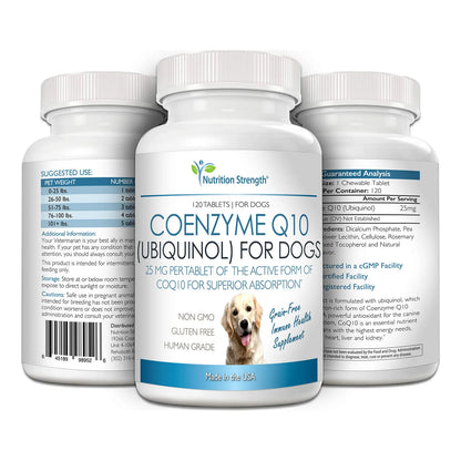 Coenzima Q10 Ubiquinol Para Perros 120 Tabletas Salud Corazón Energía