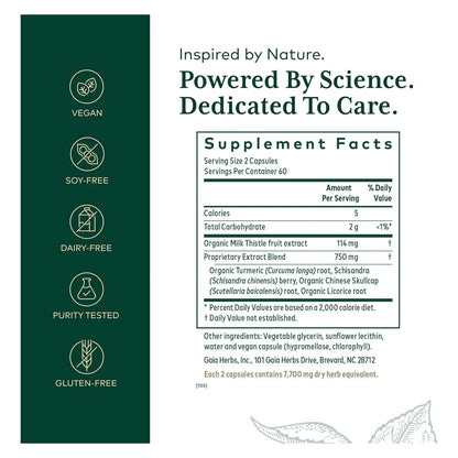 Gaia Herbs Pro Daily Liver Pro Suplemento Hepatico Natural 120 Capsulas