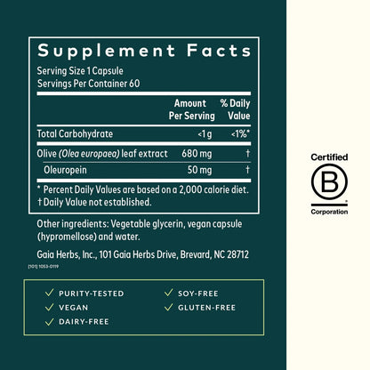 Extracto De Hoja De Oliva 60 Cápsulas Refuerza Tu Sistema Inmunológico Naturalmente