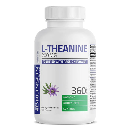 L Teanina 200 Mg Con Hierba De Flor De La Pasion 360 Capsulas Bronson Suplemento De Gestion Del Estrés